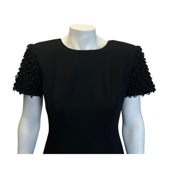 Vintage Womens Black Dress Donna Morgan Petites size 6 Wedding Cocktail Elegant - Picture 3 of 9